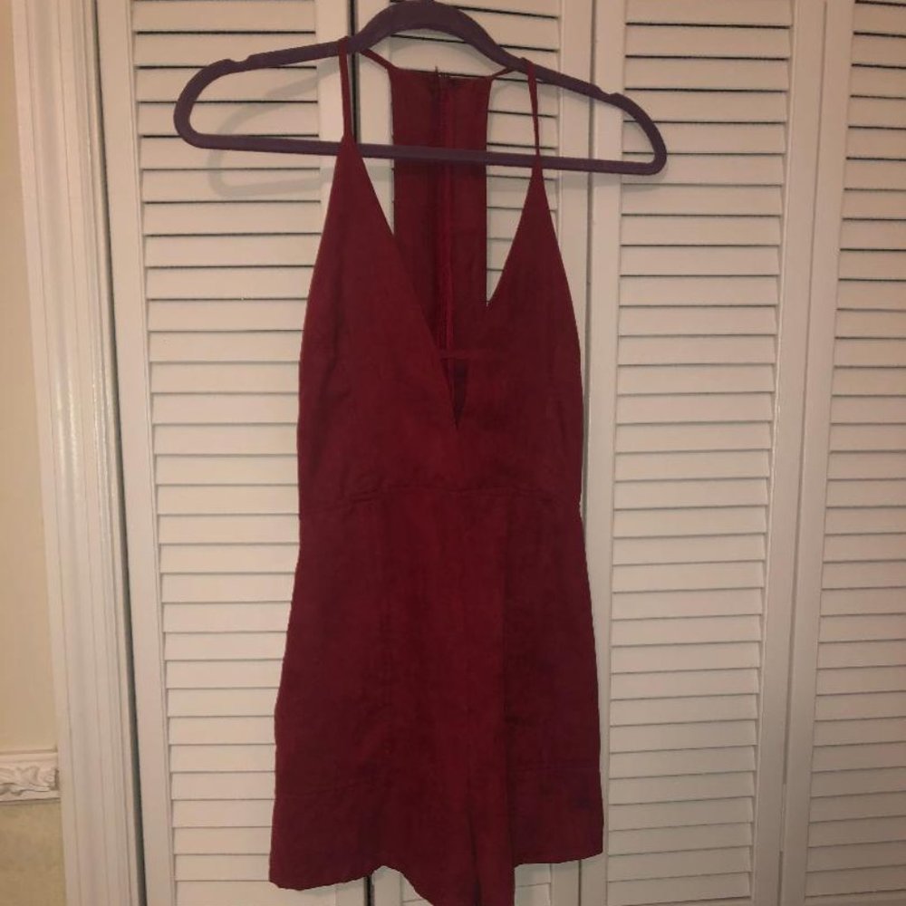 Red Backless Romper
